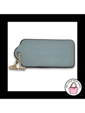 Limited Edition COACH LEGACY Hang Tag Bag Charm Keychain Fob Blue Leather 2.25"